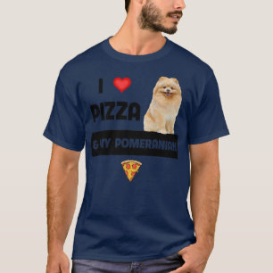 Ich Liebe Pizza und mein Spitz Hund Pepperoni Käse T-Shirt