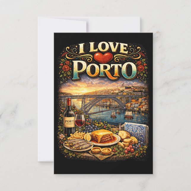Ich liebe Porto Dankeskarte (Vorderseite)