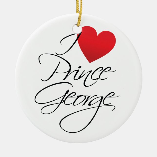 Ich Liebe Prinz George, Rotes Herz Keramikornament (Vorne)
