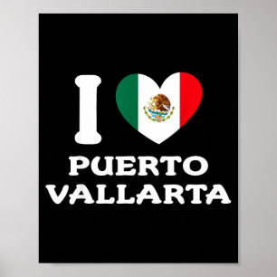 Ich liebe Puerto Vallarta Herz Mexiko-Flagge _1 Poster