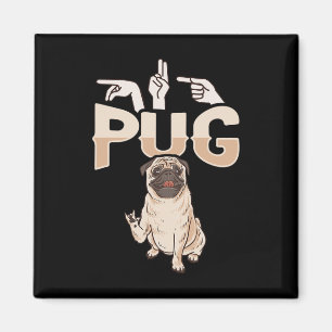 Ich liebe Pug ASL-Handgeste Gehörloser Hörverlust Magnet