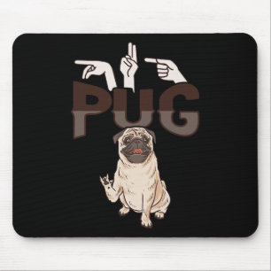 Ich liebe Pug Asl Handgestik Gehörloser Hörverlust Mousepad