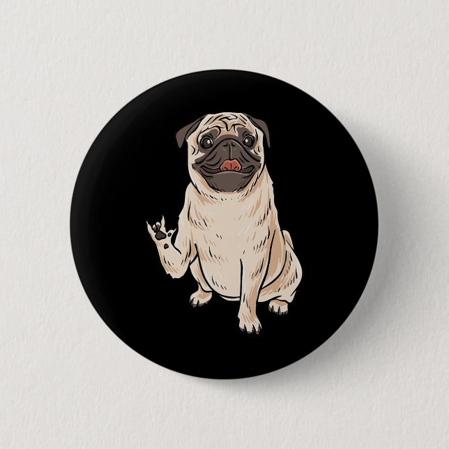 Ich liebe Pug-Hund-Asl-Handgeste Schwerhörigkeit G Button (Vorderseite)