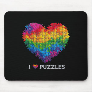 Ich liebe Puzzles Jigsaw Puzzle Herz Regenbogen fü Mousepad