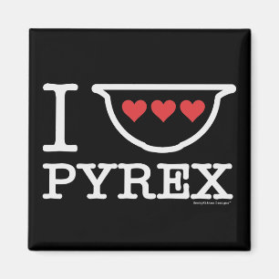 Ich liebe Pyrex - Schüssel mit Herzen (Weiß) Magnet