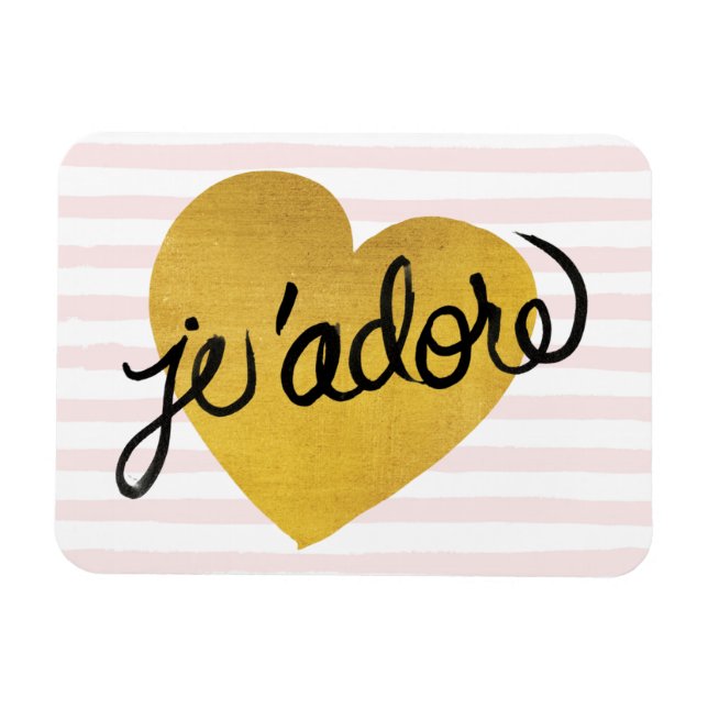 Ich liebe Quote Black & Gold Heart Magnet (Horizontal)
