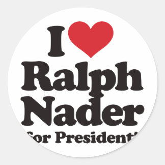 Ich Liebe Ralph Nader für den Präsidenten Runder Aufkleber