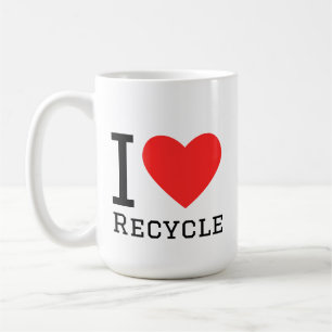 Ich liebe Recycling-Quadrat-Aufkleber Kaffeetasse