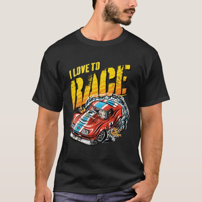 Ich Liebe, Rennwagen zu fahren T-Shirt (Vorderseite)