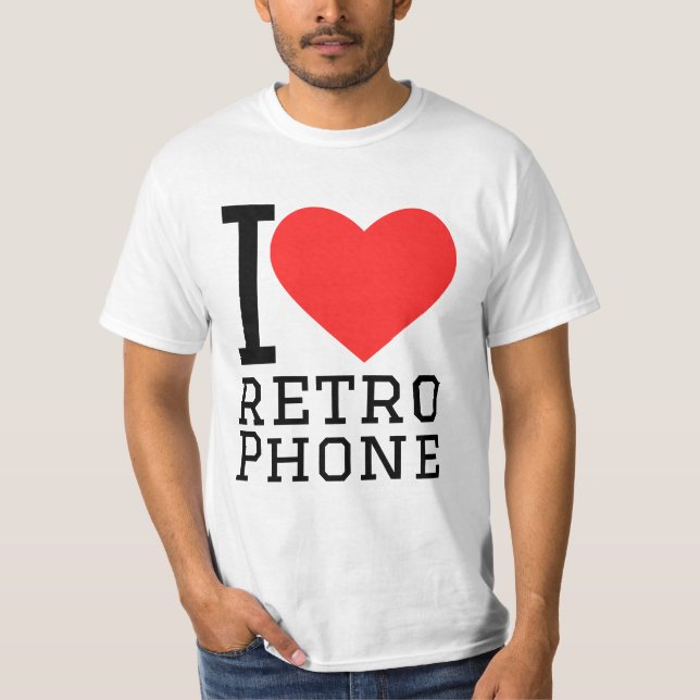 Ich liebe Retro-Telefone T-Shirt (Vorderseite)