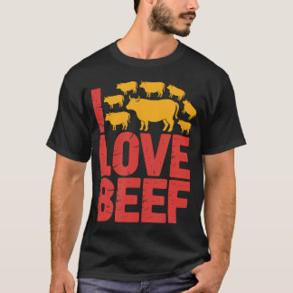 Ich liebe Rindfleisch-Rinder-Fanatiker Druck T-Shirt