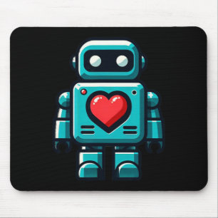 Ich liebe Robots Happy Valentine Apparel Mousepad
