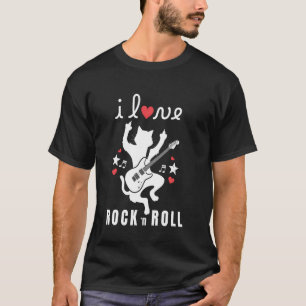 Ich liebe Rock and Roll Gitarre Katze Rock and Rol T-Shirt