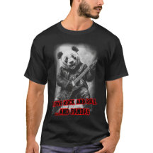 Ich liebe Rock and Roll und Pandas auf Schwarz