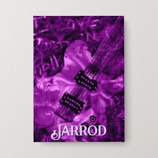 Ich liebe Rock 'N Roll E-Gitarre Personalisiert Button (Vorderseite)