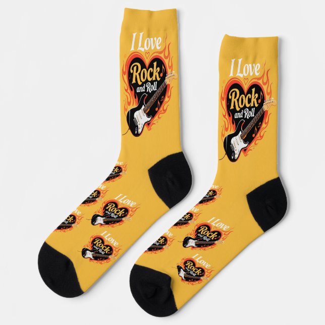 Ich liebe Rock & Roll, E-Gitarre Socken (Linkes Detail)