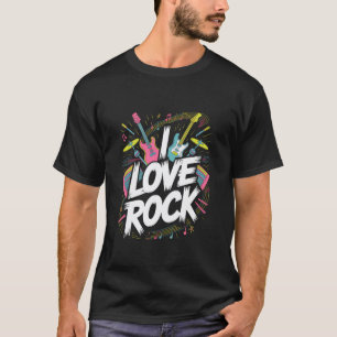 Ich liebe Rockmusik Gitarren Trommeln T-Shirt
