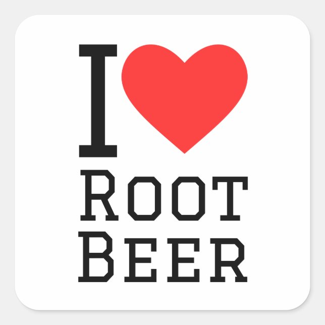 Ich liebe Root Beer Quadratischer Aufkleber (Vorderseite)