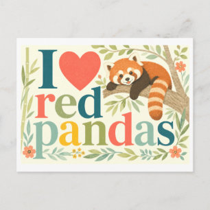 "Ich [liebe] Rote Pandas" Postkarte