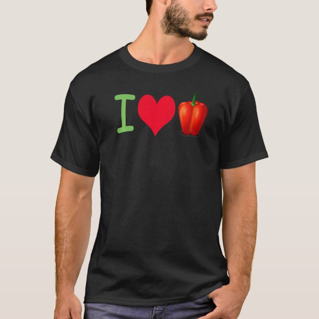 Ich liebe rote Paprika Vegan T-Shirt (Vorderseite)