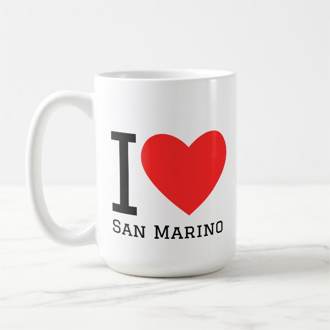 Ich liebe San Marino quadratischer Aufkleber Kaffeetasse (Links)