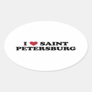 Ich liebe Sankt Petersburg	Russland Ovaler Aufkleber