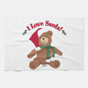 Ich liebe Santa! Weihnachts-Teddybär Geschirrtuch