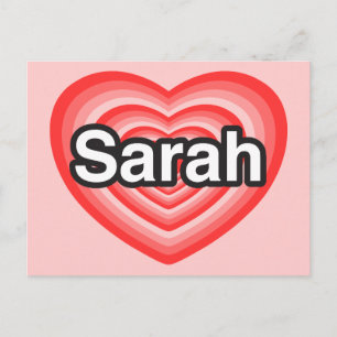 Ich liebe Sarah. Ich liebe dich Sarah. Herz Postkarte