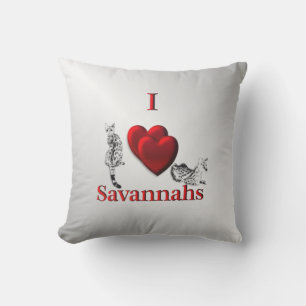 Ich liebe Savannah-Katze Silber Kissen