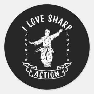 Ich liebe scharfe Action Martial Arts Karate Kämpf Runder Aufkleber