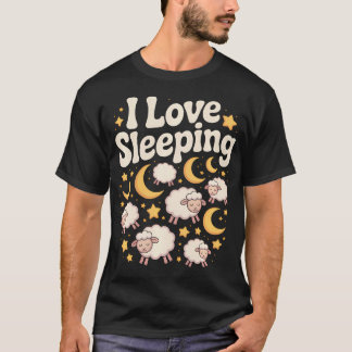Ich liebe schlafende Schaf Mond Sterne T-Shirt