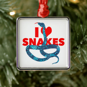 Ich liebe Schlangen Reptilienliebhaber Herpetologi Ornament Aus Metall