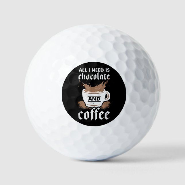 Ich Liebe Schokolade und Kaffee Golfball (Vorderseite)