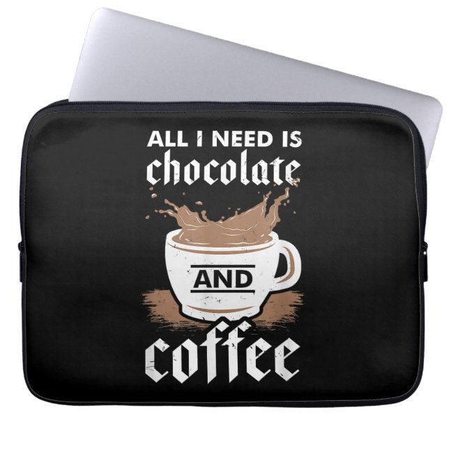 Ich Liebe Schokolade und Kaffee Laptopschutzhülle (Vorderseite)