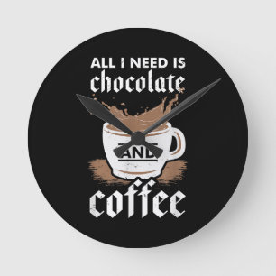 Ich Liebe Schokolade und Kaffee Runde Wanduhr