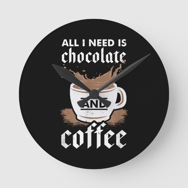 Ich Liebe Schokolade und Kaffee Runde Wanduhr (Vorderseite)