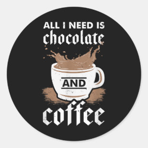 Ich Liebe Schokolade und Kaffee Runder Aufkleber