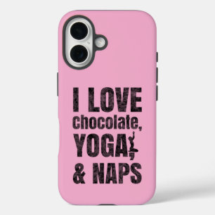 Ich liebe Schokolade, Yoga und Nickerchen iPhone 16 Hülle