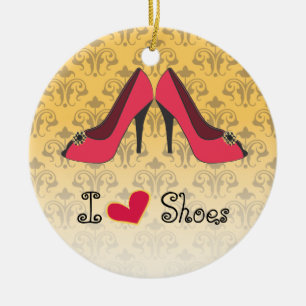 Ich liebe Schuhe Weihnachtsbaumanhänger Keramik Ornament