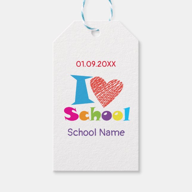 Ich Liebe Schule. Abschluss, zurück zum Cartoon de Geschenkanhänger (Vorderseite)