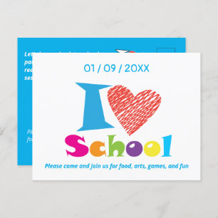 Ich Liebe Schule. Zurück zur Schule. Cartoon Absch Postkarte