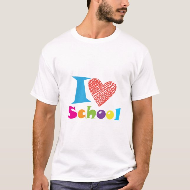 Ich Liebe Schule. Zurück zur Schule. Cartoon Niedl T-Shirt (Vorderseite)