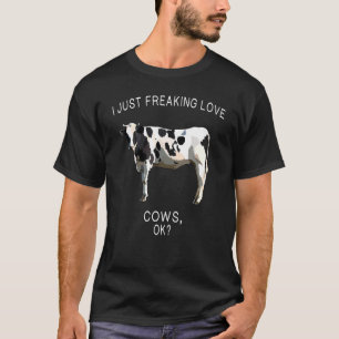 Ich liebe Schwarz Weiß Kuh Ok Farm Anima einfach T-Shirt