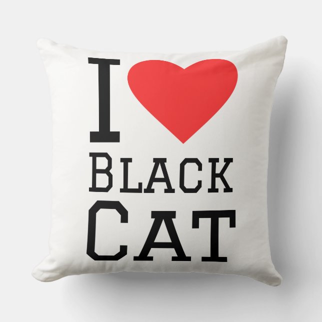 Ich liebe schwarze Katze  Kissen (Vorderseite)