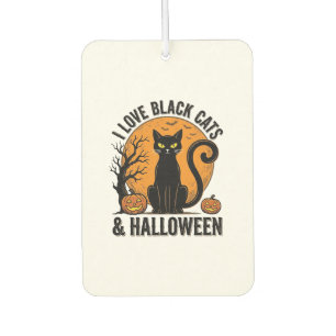 Ich liebe schwarze Katzen Halloween Vintage-Shirt- Autolufterfrischer