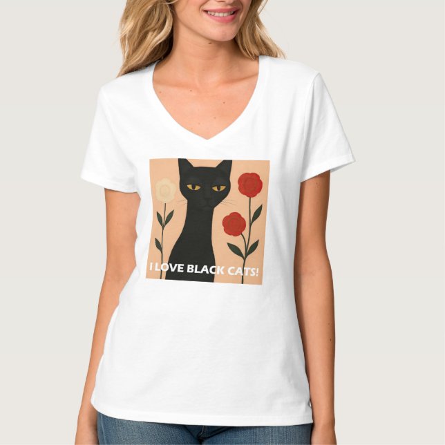 ICH LIEBE SCHWARZE KATZEN! T-Shirt (Vorderseite)
