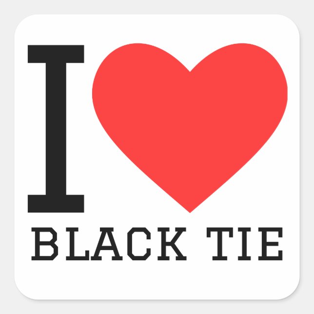 Ich Liebe schwarze Krawatte Quadratischer Aufkleber (Vorderseite)