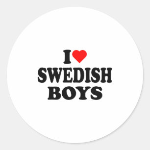 Ich liebe schwedische Jungen Ich Herz schwedische Runder Aufkleber