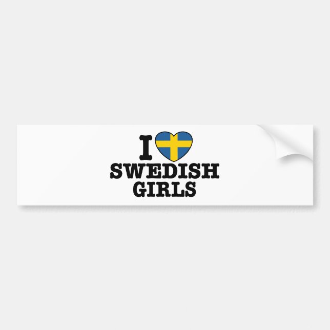 Ich Liebe Schwedische Mädchen Autoaufkleber (Vorne)