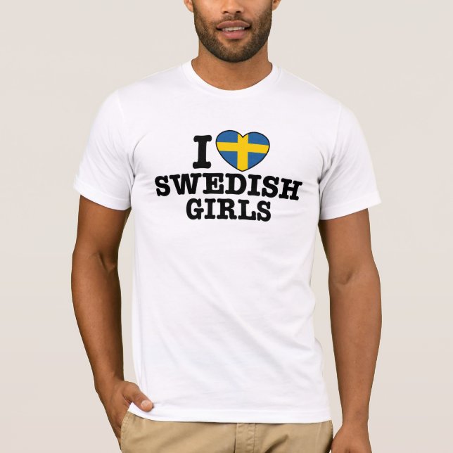 Ich Liebe Schwedische Mädchen T-Shirt (Vorderseite)